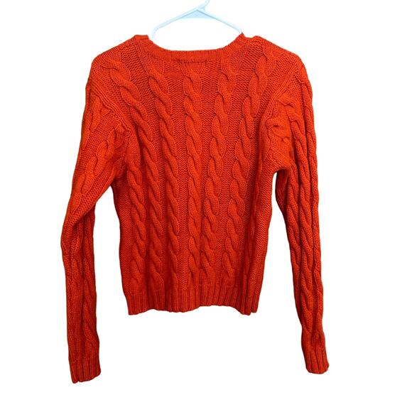 Brooks Brothers Chunky Cable‎ Knit Wool Pullover Sweater Orange Size Medium - Picture 3 of 8